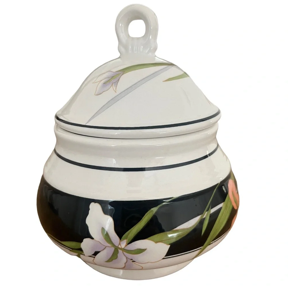 Sango Allure Sugar Bowl W/Lid Pink Flowers Vintage - Picture 7 of 12